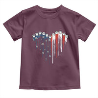 Patriotic Dog And Cat Paw American Flag Heart 4th Of July Toddler T Shirt - Wonder Print Shop