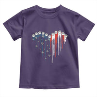 Patriotic Dog And Cat Paw American Flag Heart 4th Of July Toddler T Shirt - Wonder Print Shop