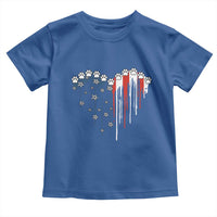 Patriotic Dog And Cat Paw American Flag Heart 4th Of July Toddler T Shirt - Wonder Print Shop