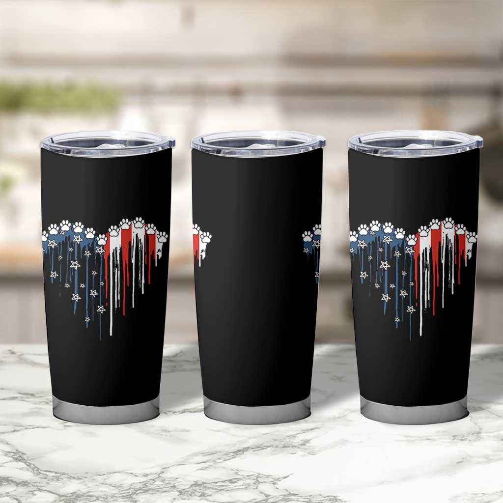Patriotic Dog And Cat Paw American Flag Heart 4th Of July Tumbler Cup - Wonder Print Shop
