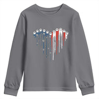 Patriotic Dog And Cat Paw American Flag Heart 4th Of July Youth Sweatshirt - Wonder Print Shop