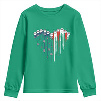 Patriotic Dog And Cat Paw American Flag Heart 4th Of July Youth Sweatshirt - Wonder Print Shop
