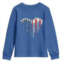 Patriotic Dog And Cat Paw American Flag Heart 4th Of July Youth Sweatshirt - Wonder Print Shop