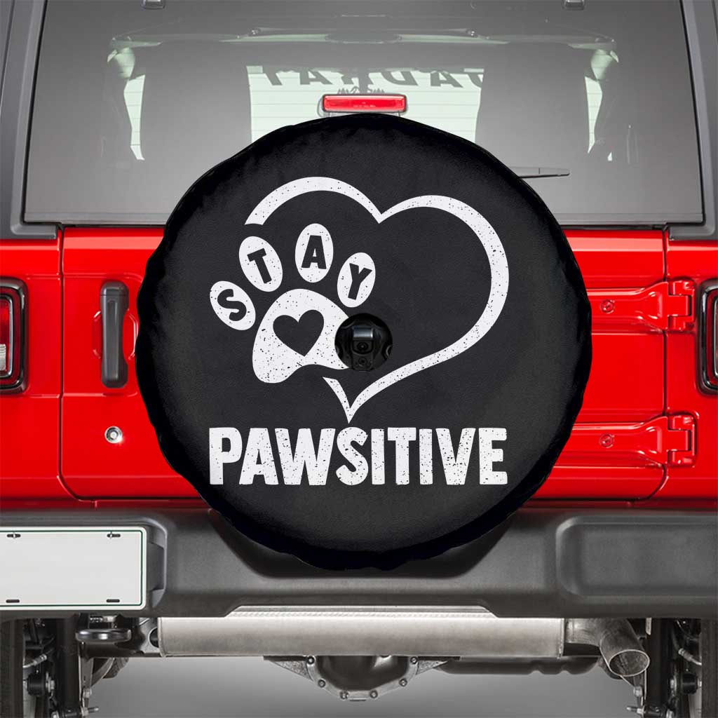 Funny Stay Pawsitive Spare Tire Cover Cat Dog Lover Positive Vibes - Wonder Print Shop
