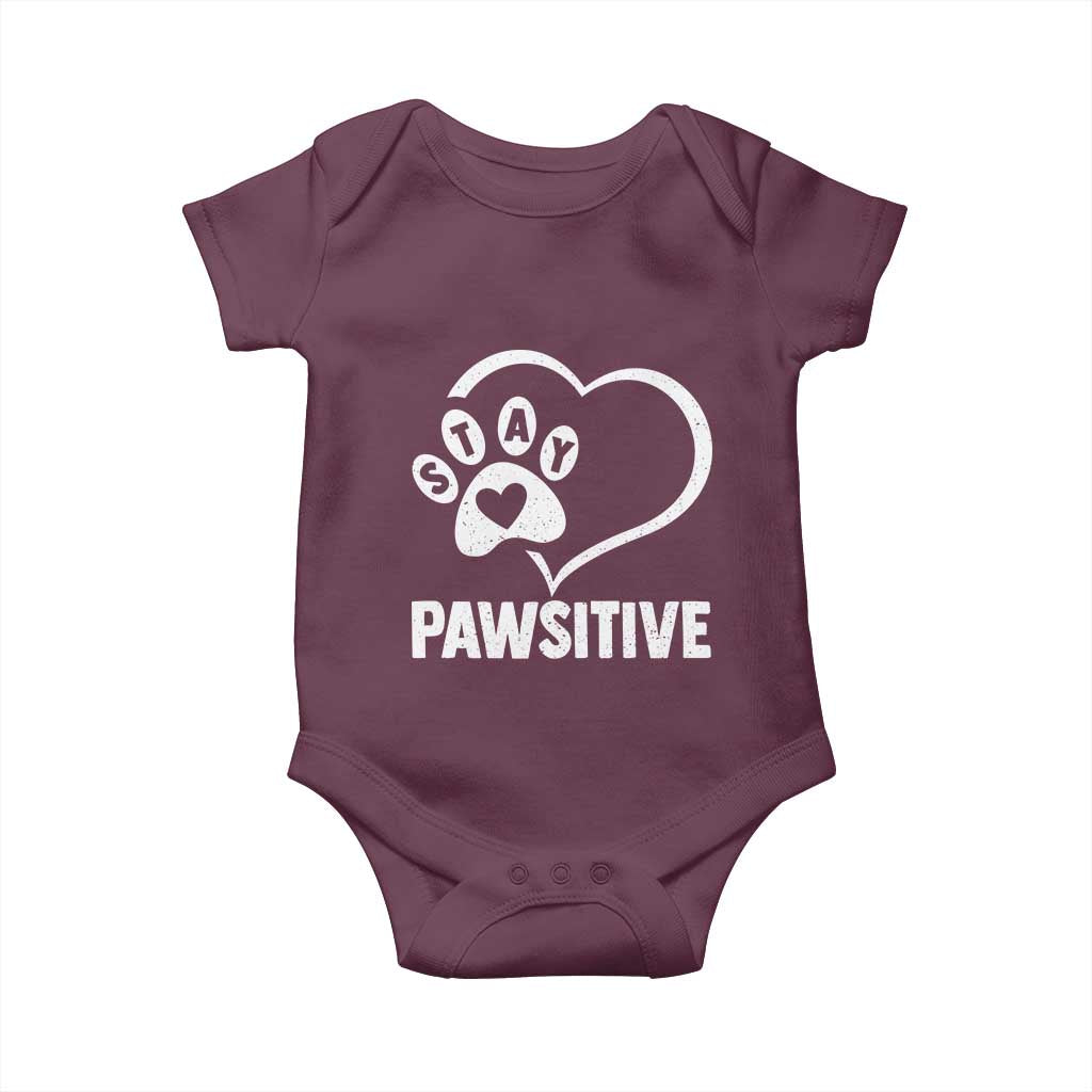 Funny Stay Pawsitive Baby Onesie Cat Dog Lover Positive Vibes - Wonder Print Shop
