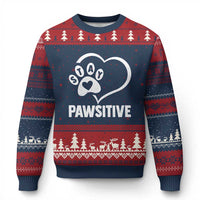 Funny Stay Pawsitive Ugly Christmas Sweater Cat Dog Lover Positive Vibes - Wonder Print Shop