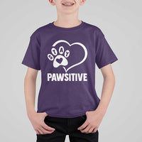 Funny Stay Pawsitive T Shirt For Kid Cat Dog Lover Positive Vibes - Wonder Print Shop