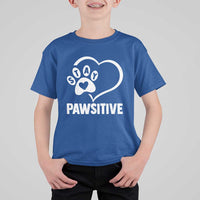 Funny Stay Pawsitive T Shirt For Kid Cat Dog Lover Positive Vibes - Wonder Print Shop