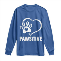 Funny Stay Pawsitive Long Sleeve Shirt Cat Dog Lover Positive Vibes - Wonder Print Shop