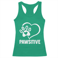 Funny Stay Pawsitive Racerback Tank Top Cat Dog Lover Positive Vibes - Wonder Print Shop