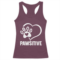 Funny Stay Pawsitive Racerback Tank Top Cat Dog Lover Positive Vibes - Wonder Print Shop
