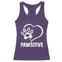 Funny Stay Pawsitive Racerback Tank Top Cat Dog Lover Positive Vibes - Wonder Print Shop