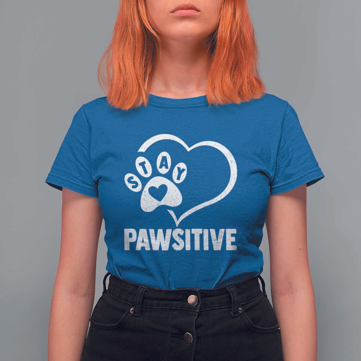 Funny Stay Pawsitive T Shirt For Women Cat Dog Lover Positive Vibes - Wonder Print Shop