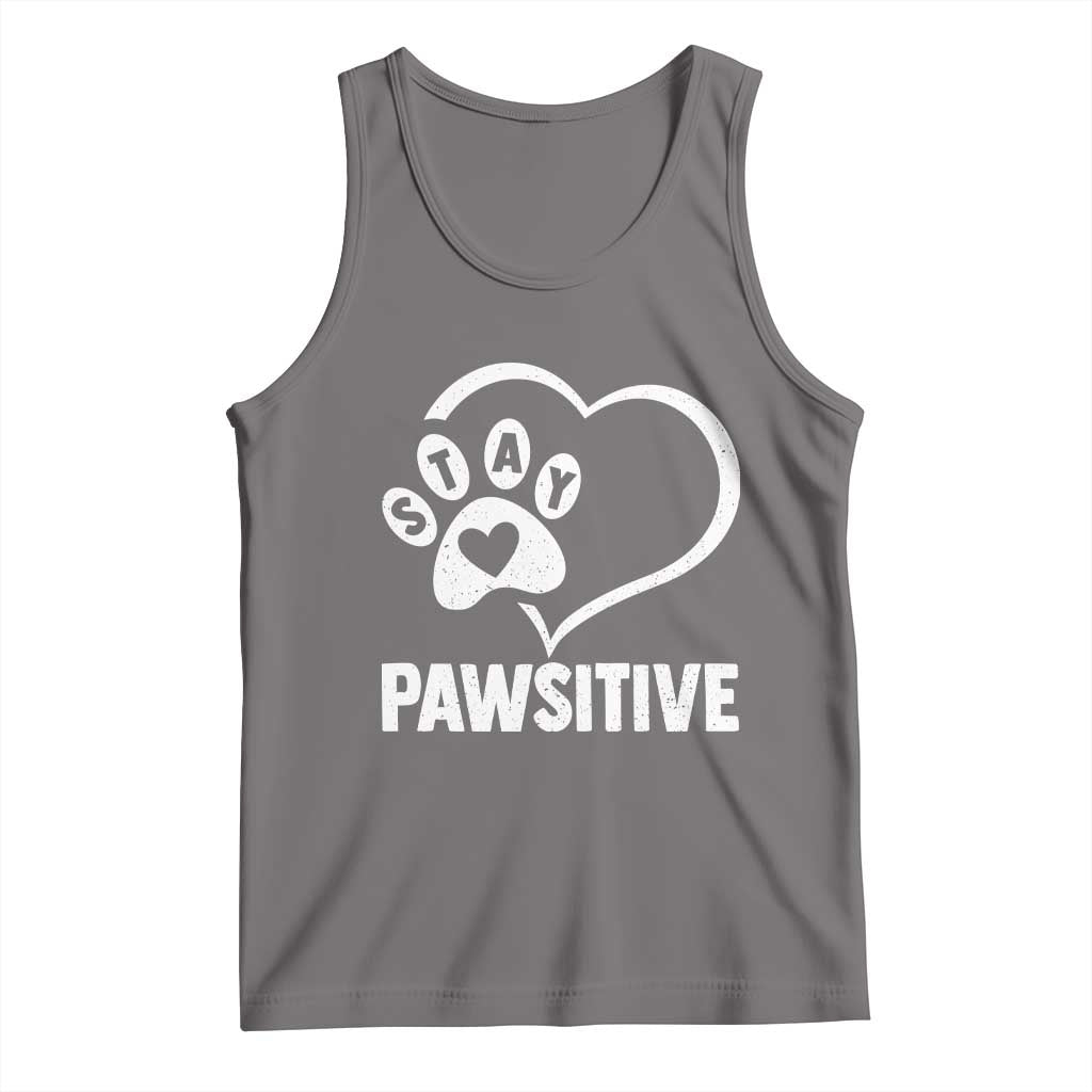 Funny Stay Pawsitive Tank Top Cat Dog Lover Positive Vibes - Wonder Print Shop