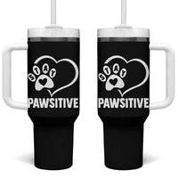 Funny Stay Pawsitive Tumbler With Handle Cat Dog Lover Positive Vibes - Wonder Print Shop