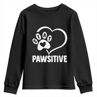 Funny Stay Pawsitive Youth Sweatshirt Cat Dog Lover Positive Vibes - Wonder Print Shop