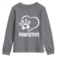 Funny Stay Pawsitive Youth Sweatshirt Cat Dog Lover Positive Vibes - Wonder Print Shop