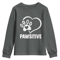 Funny Stay Pawsitive Youth Sweatshirt Cat Dog Lover Positive Vibes - Wonder Print Shop