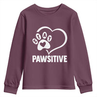 Funny Stay Pawsitive Youth Sweatshirt Cat Dog Lover Positive Vibes - Wonder Print Shop