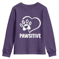 Funny Stay Pawsitive Youth Sweatshirt Cat Dog Lover Positive Vibes - Wonder Print Shop