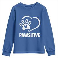 Funny Stay Pawsitive Youth Sweatshirt Cat Dog Lover Positive Vibes - Wonder Print Shop