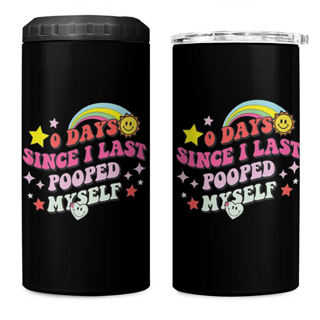 Funny 0 Days Since I Last Pooped Myself 4 in 1 Can Cooler Tumbler Joke Meme Gag - Wonder Print Shop