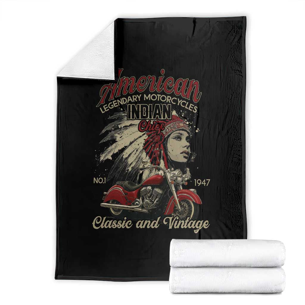 American Legendary Motorcycle Indian Chief Throw Blanket Classic And Vintage Bikers - Wonder Print Shop