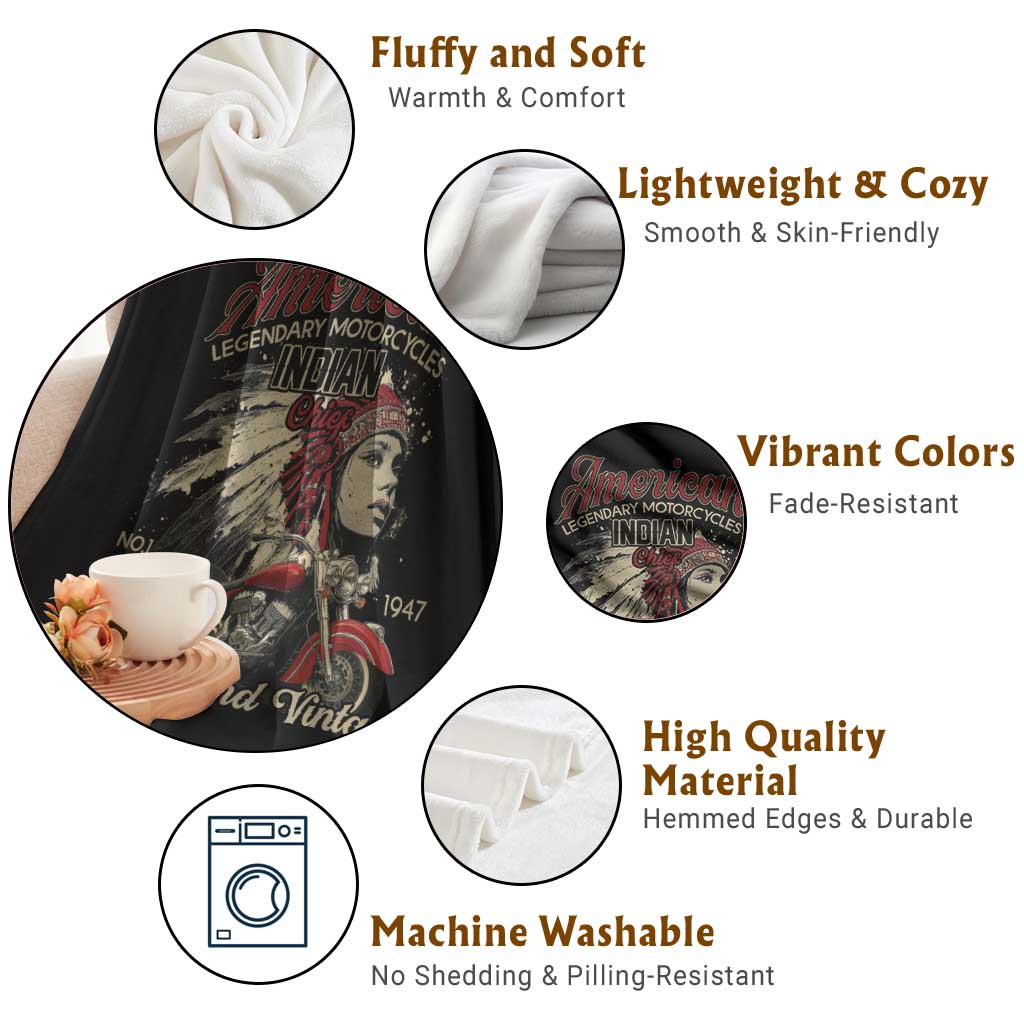 American Legendary Motorcycle Indian Chief Throw Blanket Classic And Vintage Bikers - Wonder Print Shop