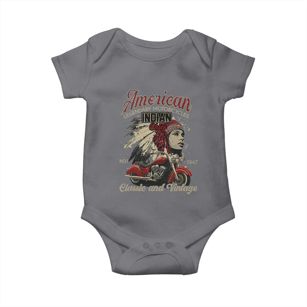 American Legendary Motorcycle Indian Chief Baby Onesie Classic And Vintage Bikers - Wonder Print Shop