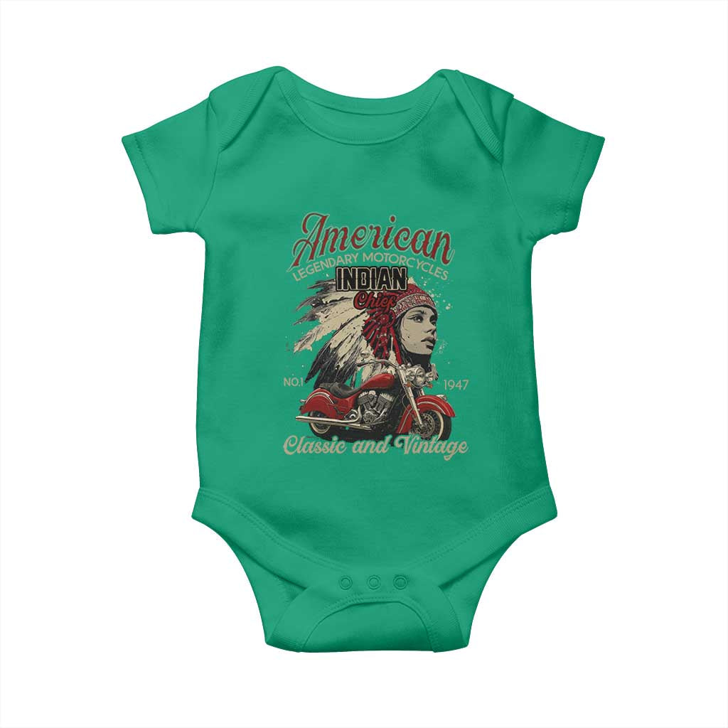 American Legendary Motorcycle Indian Chief Baby Onesie Classic And Vintage Bikers - Wonder Print Shop