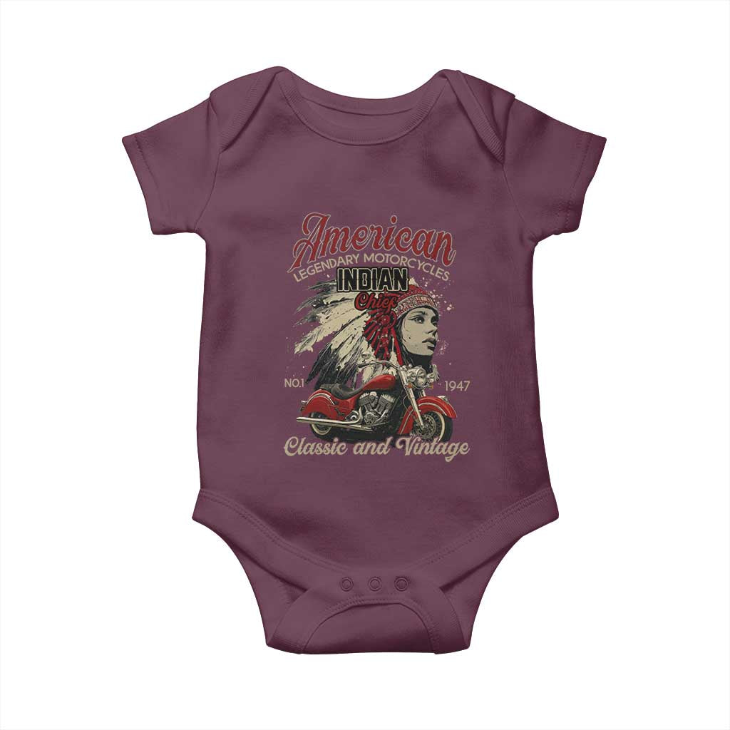 American Legendary Motorcycle Indian Chief Baby Onesie Classic And Vintage Bikers - Wonder Print Shop