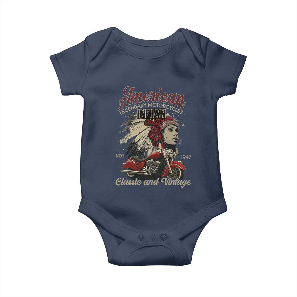 American Legendary Motorcycle Indian Chief Baby Onesie Classic And Vintage Bikers - Wonder Print Shop