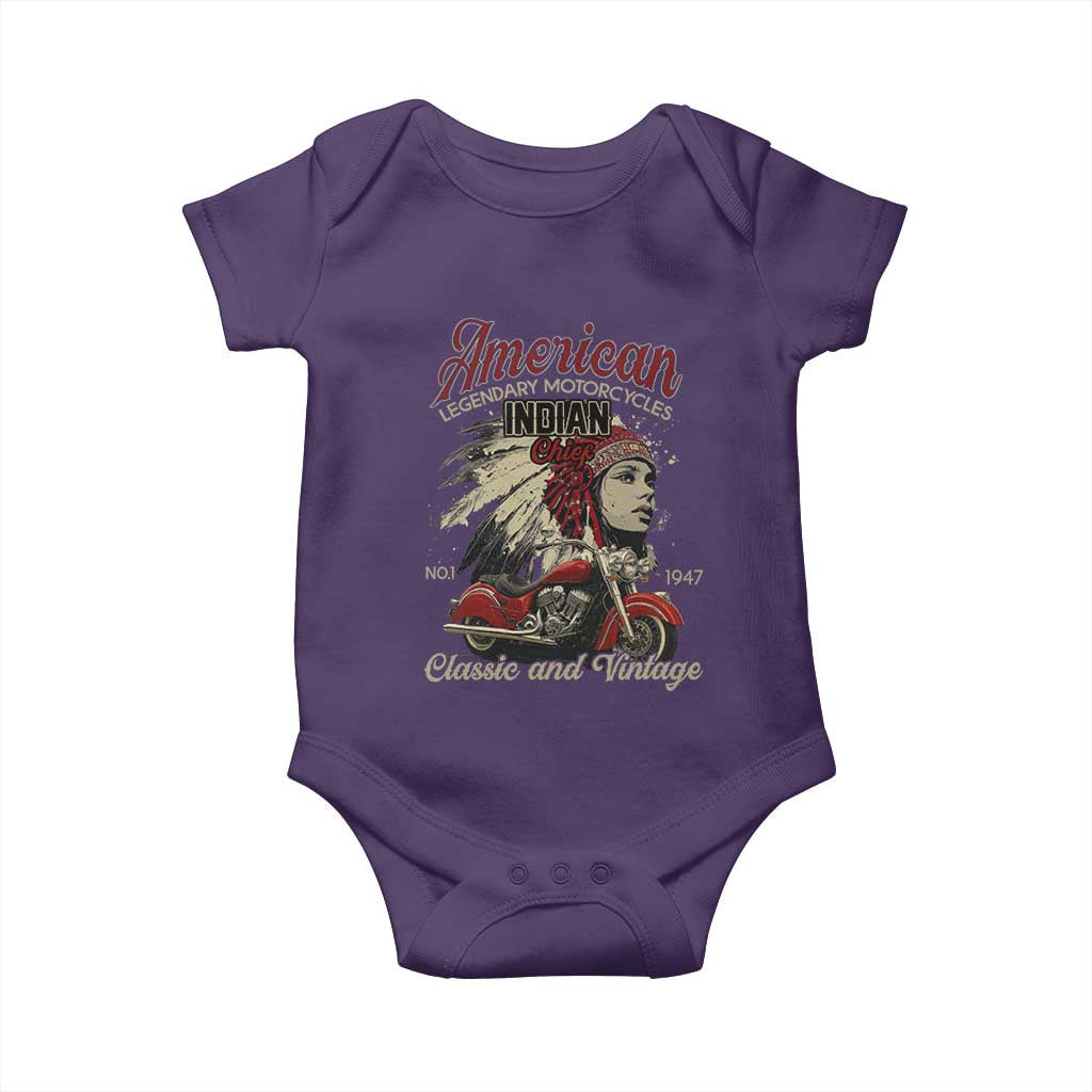 American Legendary Motorcycle Indian Chief Baby Onesie Classic And Vintage Bikers - Wonder Print Shop