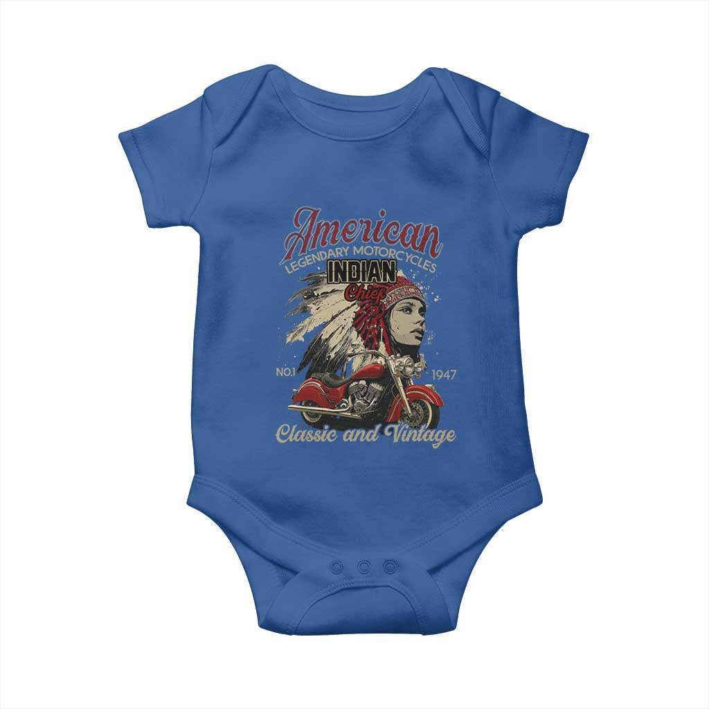 American Legendary Motorcycle Indian Chief Baby Onesie Classic And Vintage Bikers - Wonder Print Shop