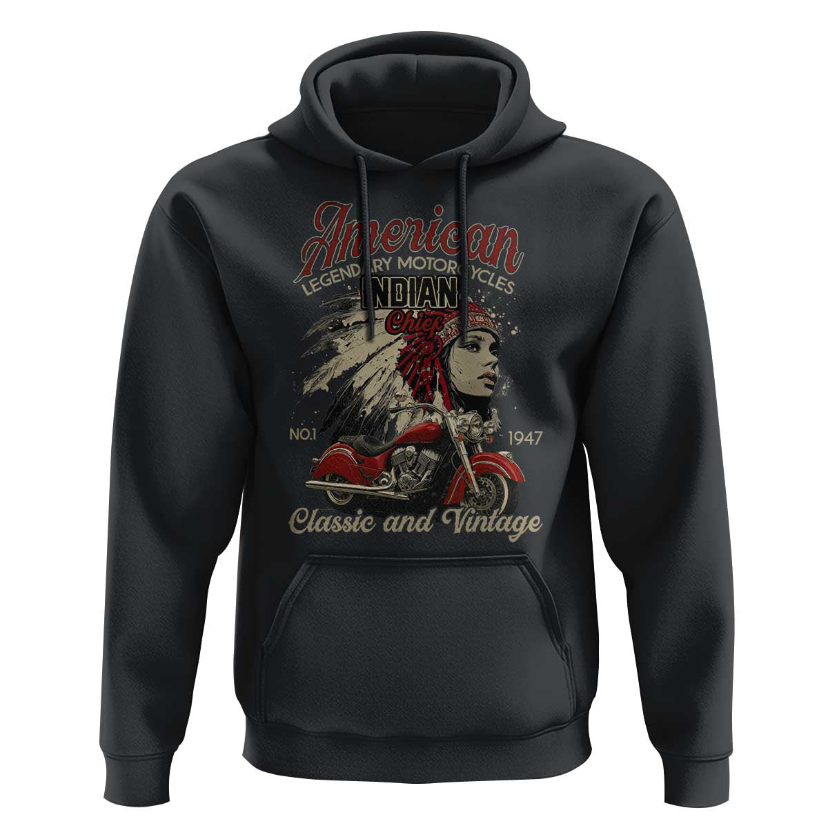 American Legendary Motorcycle Indian Chief Hoodie Classic And Vintage Bikers - Wonder Print Shop