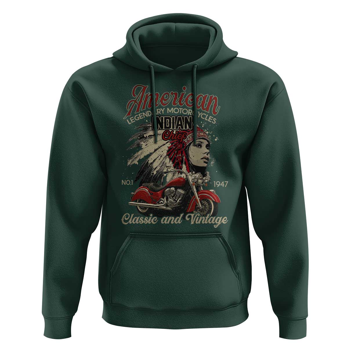 American Legendary Motorcycle Indian Chief Hoodie Classic And Vintage Bikers - Wonder Print Shop