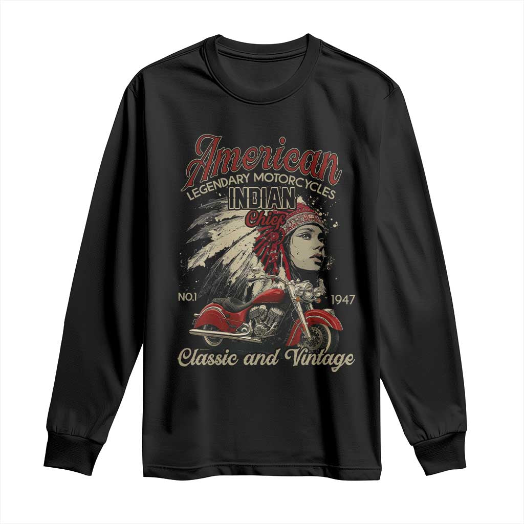 American Legendary Motorcycle Indian Chief Long Sleeve Shirt Classic And Vintage Bikers - Wonder Print Shop