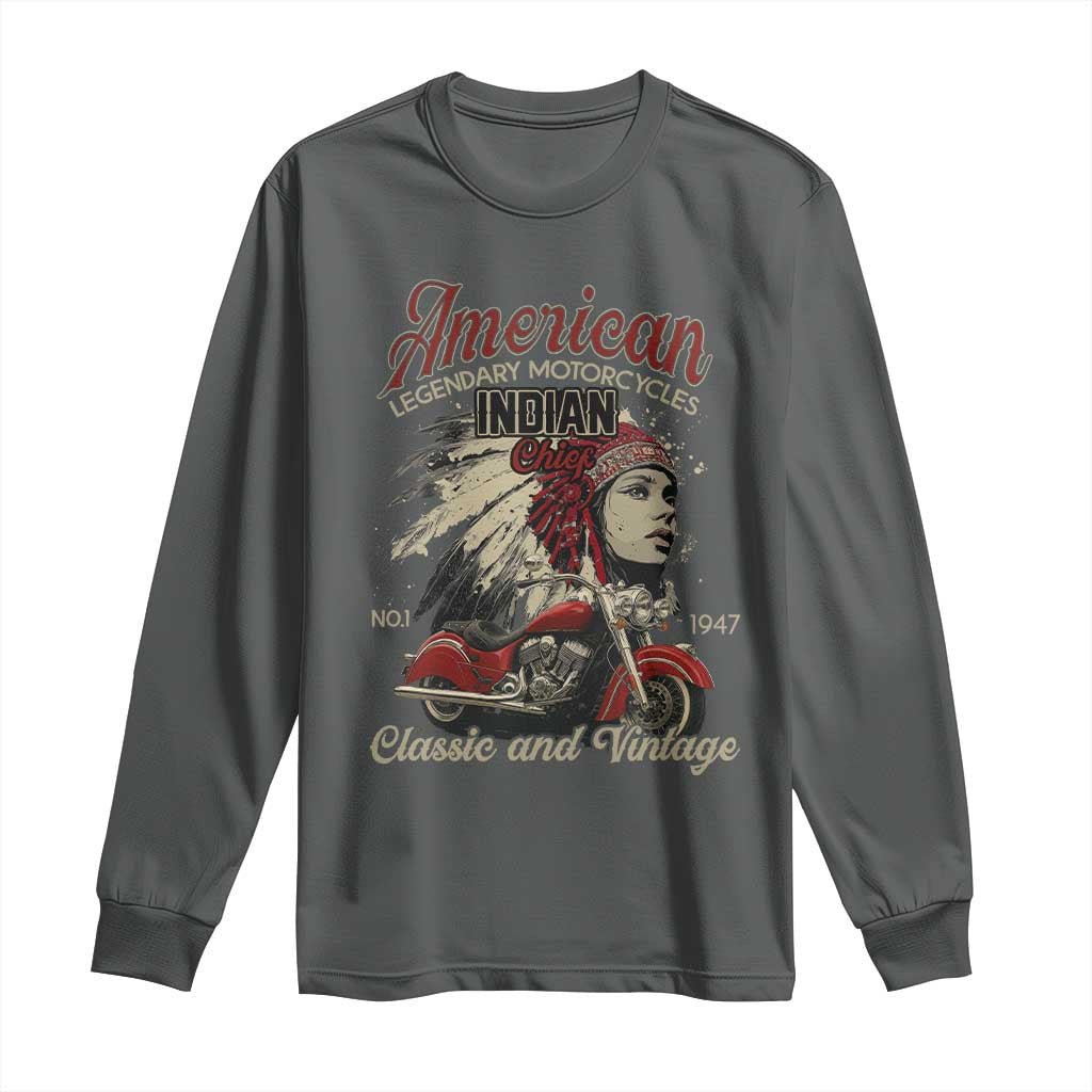 American Legendary Motorcycle Indian Chief Long Sleeve Shirt Classic And Vintage Bikers - Wonder Print Shop