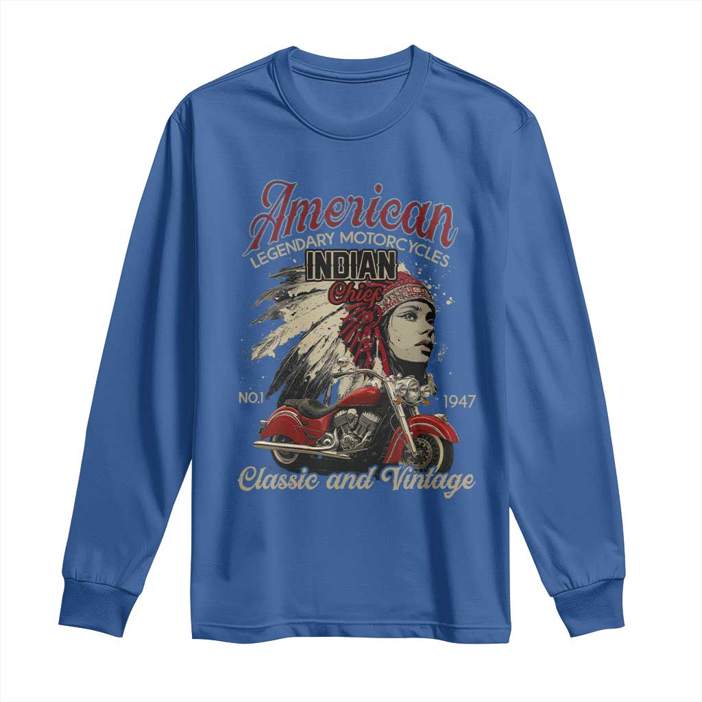 American Legendary Motorcycle Indian Chief Long Sleeve Shirt Classic And Vintage Bikers - Wonder Print Shop