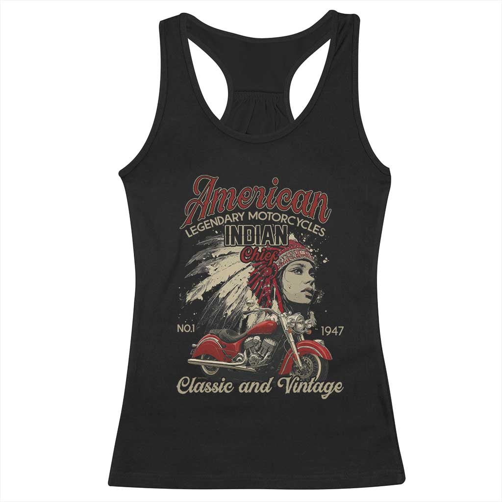 American Legendary Motorcycle Indian Chief Racerback Tank Top Classic And Vintage Bikers - Wonder Print Shop