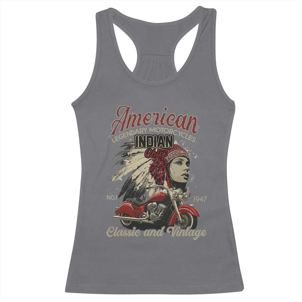 American Legendary Motorcycle Indian Chief Racerback Tank Top Classic And Vintage Bikers - Wonder Print Shop