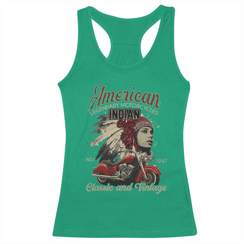 American Legendary Motorcycle Indian Chief Racerback Tank Top Classic And Vintage Bikers - Wonder Print Shop