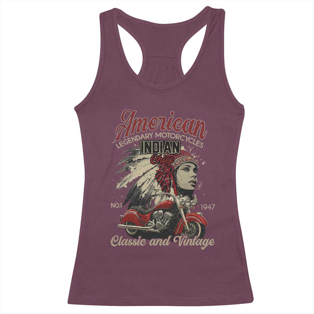 American Legendary Motorcycle Indian Chief Racerback Tank Top Classic And Vintage Bikers - Wonder Print Shop