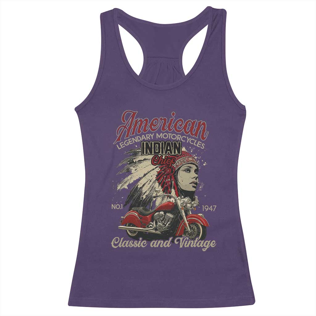 American Legendary Motorcycle Indian Chief Racerback Tank Top Classic And Vintage Bikers - Wonder Print Shop