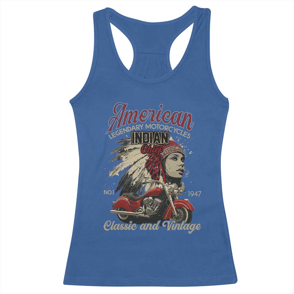 American Legendary Motorcycle Indian Chief Racerback Tank Top Classic And Vintage Bikers - Wonder Print Shop