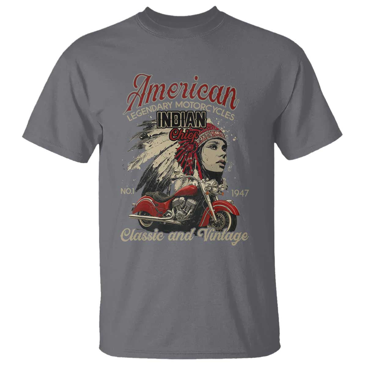 American Legendary Motorcycle Indian Chief T Shirt Classic And Vintage Bikers - Wonder Print Shop