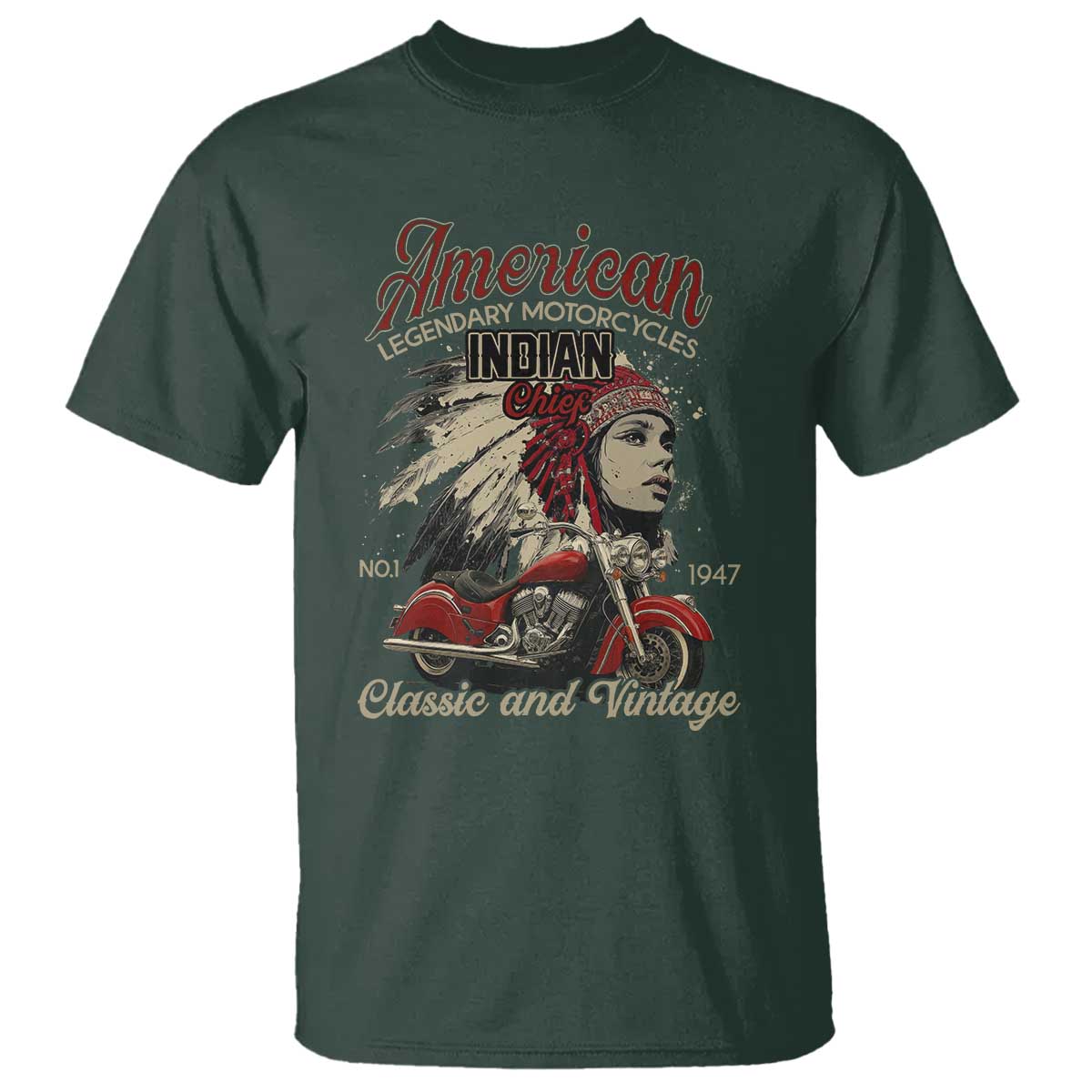 American Legendary Motorcycle Indian Chief T Shirt Classic And Vintage Bikers - Wonder Print Shop