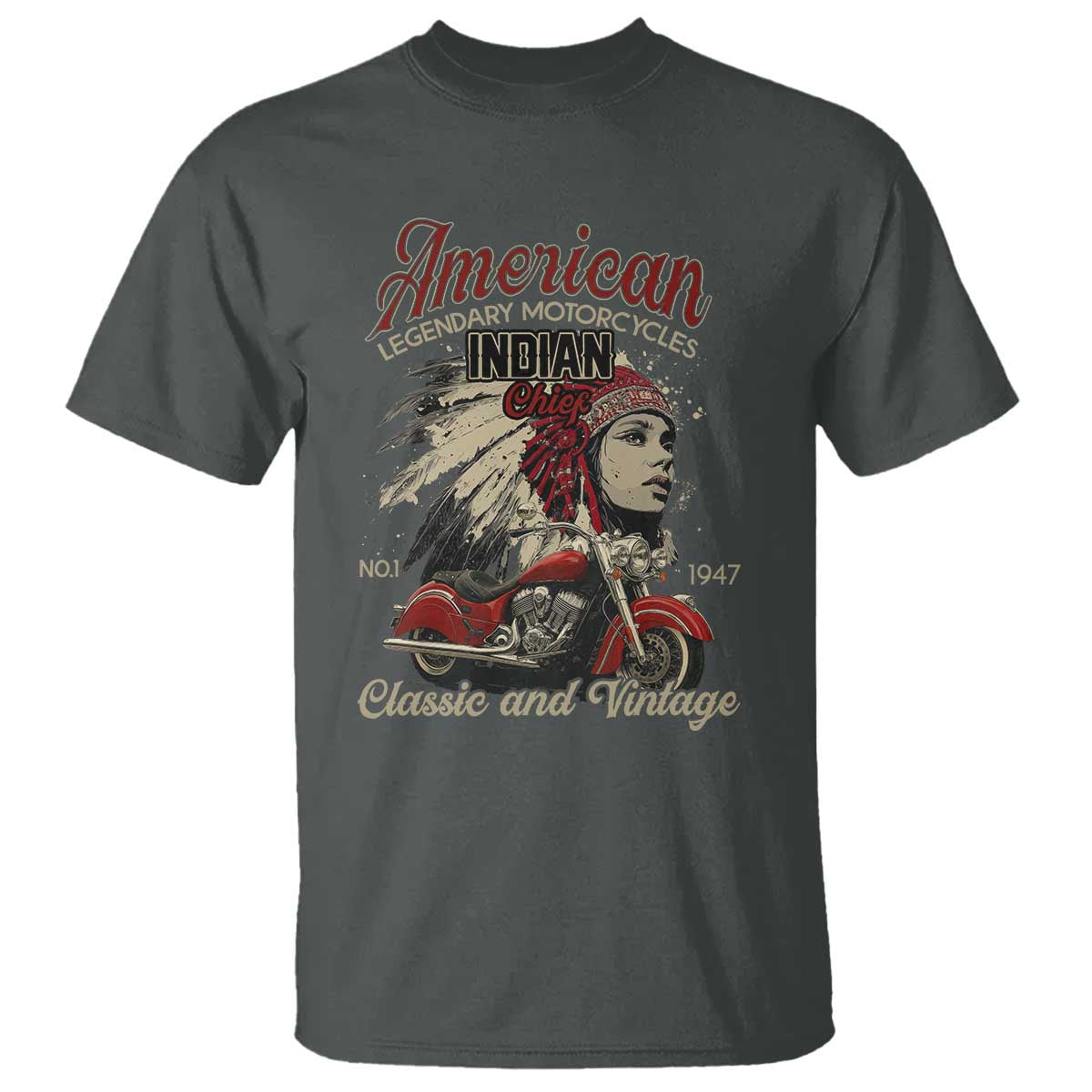 American Legendary Motorcycle Indian Chief T Shirt Classic And Vintage Bikers - Wonder Print Shop