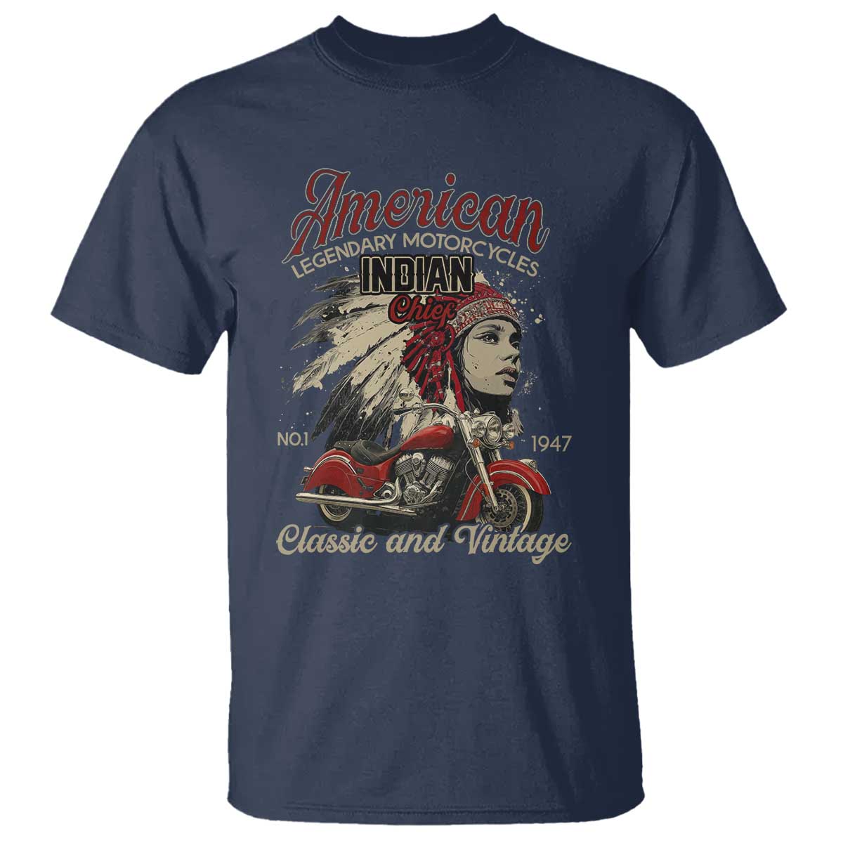 American Legendary Motorcycle Indian Chief T Shirt Classic And Vintage Bikers - Wonder Print Shop