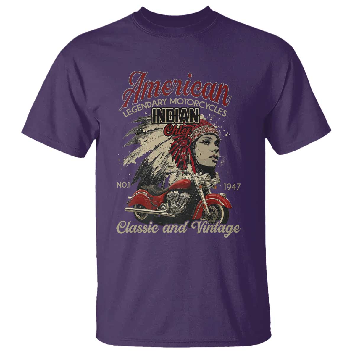 American Legendary Motorcycle Indian Chief T Shirt Classic And Vintage Bikers - Wonder Print Shop